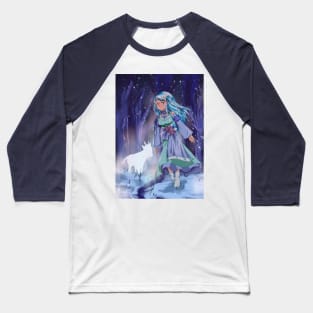 Wintery Night Glowing Deer Baseball T-Shirt